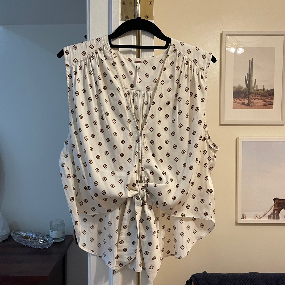 Free People Tie Waist Print Tank